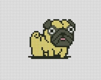 2" Pug Dog Cross Stitch Pattern - Plastic Canvas Cross Stitch Pattern - Christmas Ornaments - Digital PDF File - PDF Instant Download