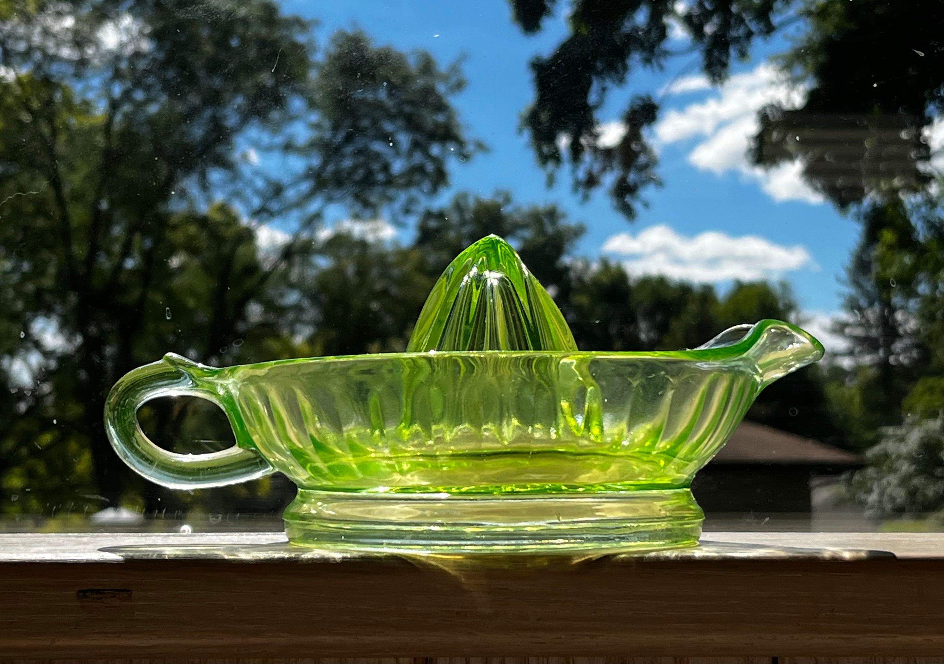 1930s40s Uranium Glass Reamer Green Glowing Vintage Glass Juicer Etsy