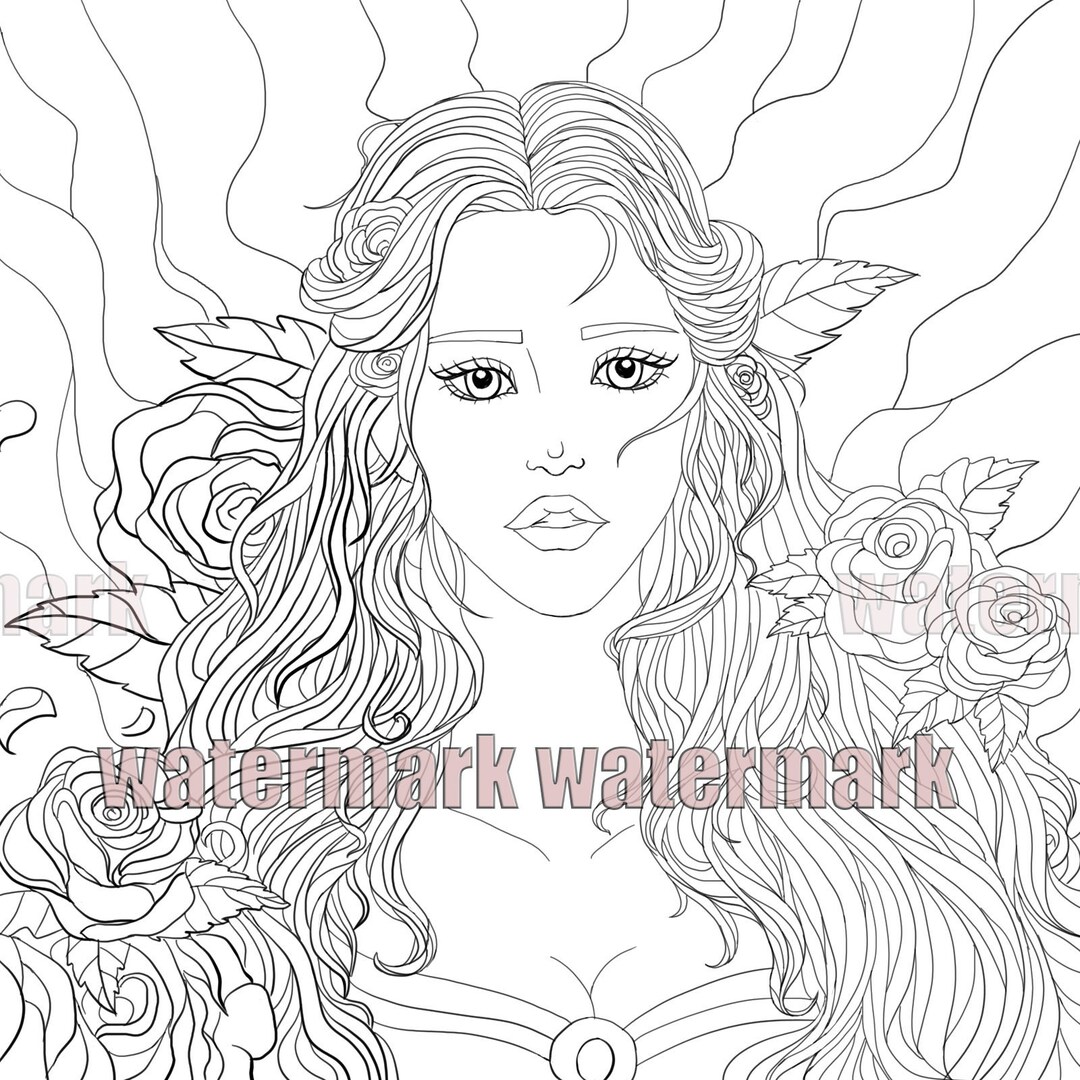 Princess Coloring Page, Printable Coloring Page, Instant Digital