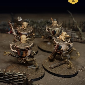 Teacups cavalry STL File | Turnip28 Inspired | Grimdark Minis | 3D Printable teacups Soldiers for Tabletop Wargames | RPGs & Proxies