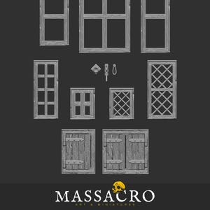 Medieval Windows Bits STL File | Grimdark miniatures | 3D Printable models for Tabletop Wargames buildings | RPGs & Proxies