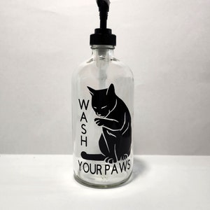 Wash Your Paws - Soap Dispenser Pump - Hand Soap Dispenser - Bathroom - Kitchen Decor - Bathroom Decor - Cat - Funny - Soap Dispenser