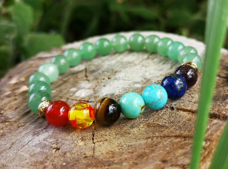 Green Aventurine 7 Chakra Reiki Healing Bracelet and Sterling Etsy UK