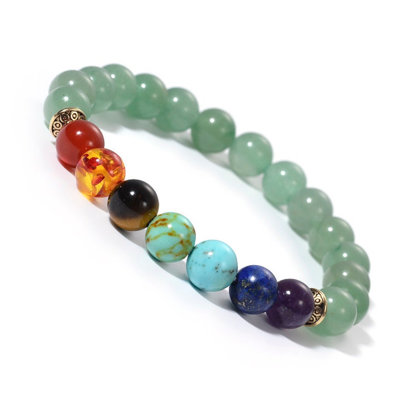 Green Aventurine 7 Chakra Reiki Healing Bracelet and Sterling Etsy UK