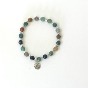 Beaded Fancy Jasper Bracelet With Sterling Silver Celtic Charm