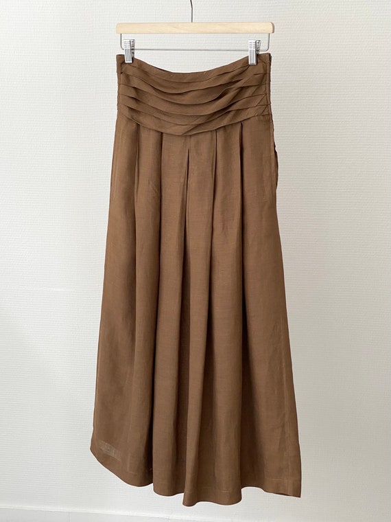 1980s italian long linen skirt small-medium