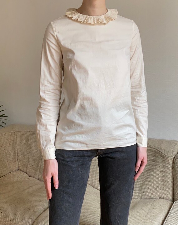 APC pierrot collar cream cotton shirt xs