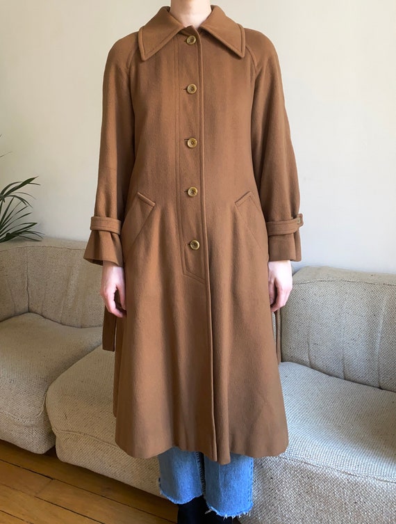 1970s Jaeger Camel Pure Cashmere Coat Small Medium Gem