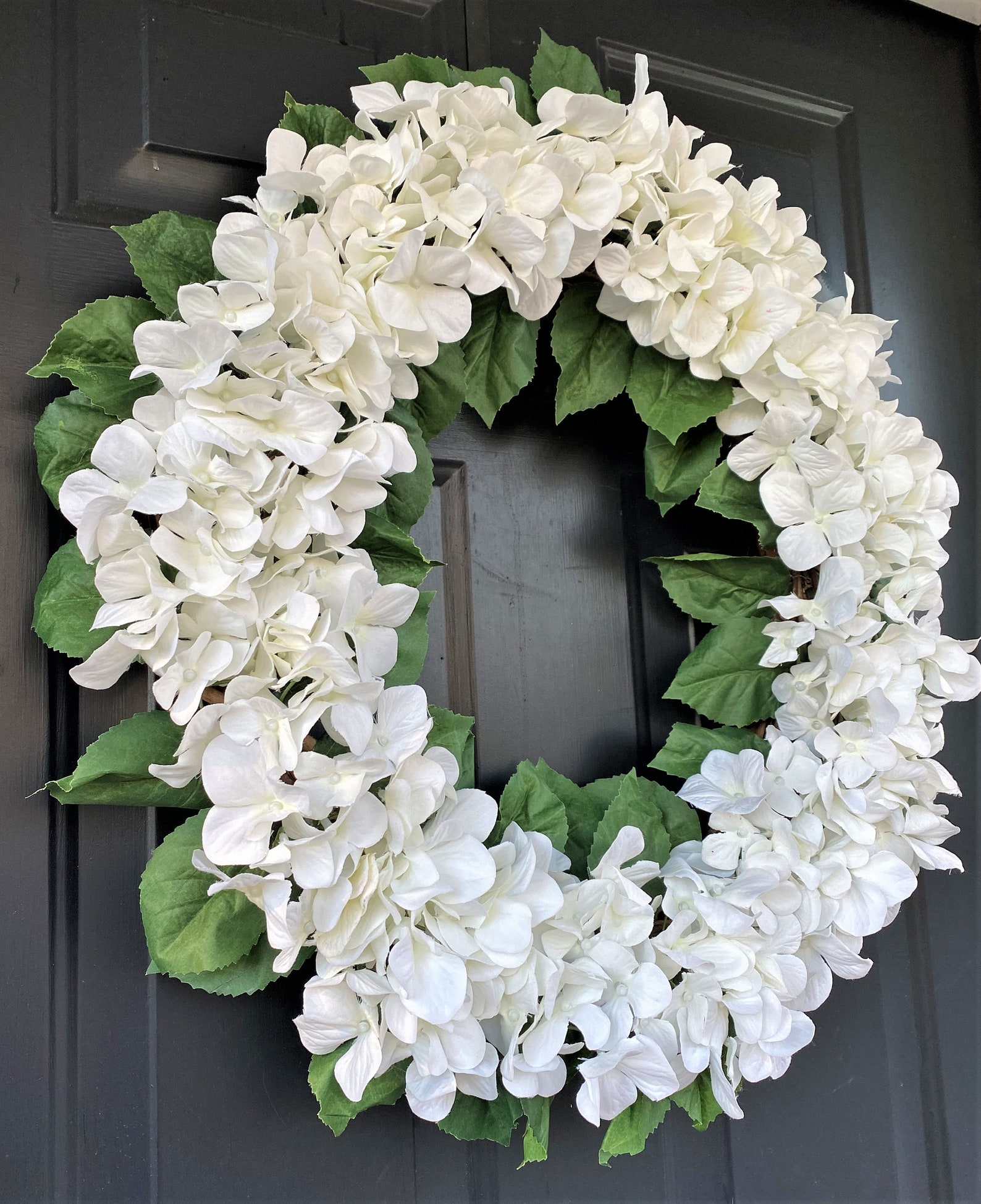 10. Serene Sanctuary Faux Hydrangea Wreath