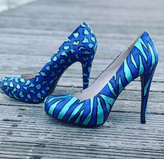 Animal Print Mix and Match Hand Painted Bespoke Custom Designed Shoes Heels Stilettos Etsy Canada