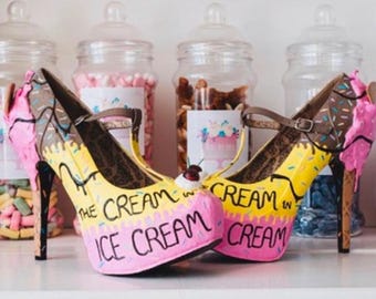 Custom Ice Cream Cone T-Bar Heels – Drag Queen Performance Shoes