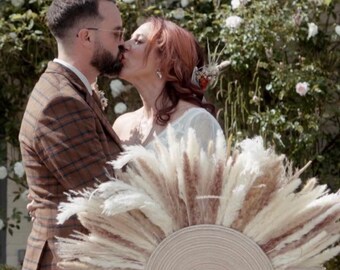 Handmade Pampas Fan Bridal Bouquet – Custom Wedding Flower Arrangement