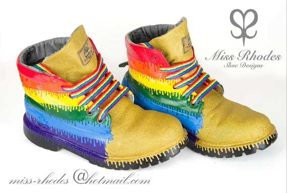 white rainbow timberland boots