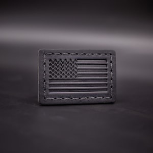 Black 2&quot; x 3&quot; Leather American Flag Patch