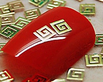 3D Gold Nail Charms: 25 Geometric Decals, Gift Box