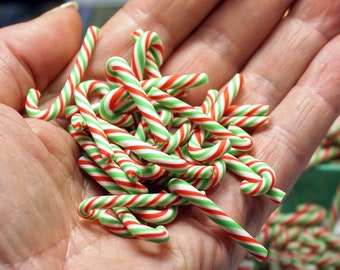 Miniature Candy Canes, 10-Piece Dollhouse Christmas Sweets Set