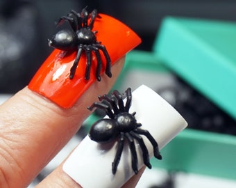 Black Plastic Spider Cabochons, Halloween Craft Decorations (20 Pieces)