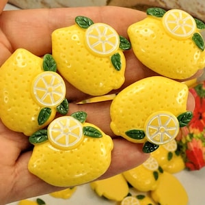 Lemon Flatback Cabochons, 3D Resin Charms, DIY Craft Supplies