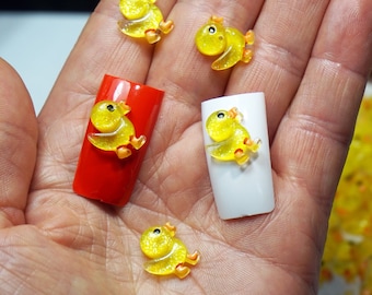 Mini Yellow Duck Flatback Cabochons, Slime Charms, Nail Charms
