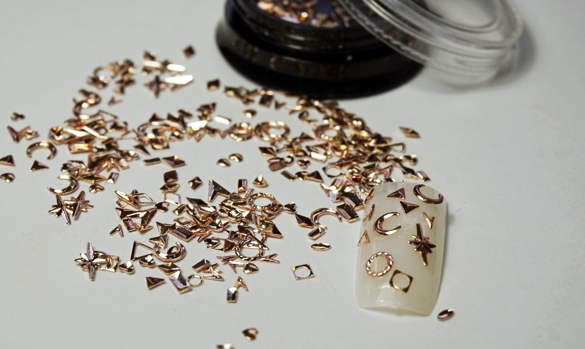 Rose GOLD METAL CHARMS for Nails, Reusable Nail Charms, 3D Nail