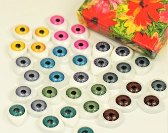 Resin Doll Eyes: 16mm Oval Eyeball Cabochons, Halloween Charms