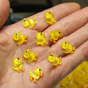 YELLOW DUCK CABOCHONS Flatback, Slime Charms, Mini Ducks, Nail Charms, Dollhouse Miniatures, Resin Baby Ducks, Gift Box, Small Gift For Kids