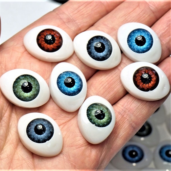 BIG OVAL EYES For Halloween Craft, Doll modeling 23 mm eyes, Resin doll eyes, Small gift idea for kids, Ready to gift in box, Flatback eyes