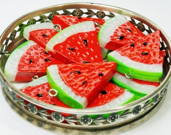 Resin Watermelon Slice Pendant: Realistic Cabochons in Gift Box
