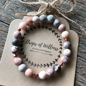 Diffuser Bracelet// Rose Gold Heart// Essential Oil Diffuser Bracelet// Aromatherapy Jewelry// Boho // The Daphine
