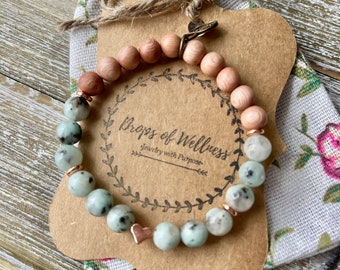 Essential Oil Diffuser Bracelet, Sesame Jasper and Rose-gold, Aromatherapy Bracelet, Diffuser Jewelry, Boho , The Harley
