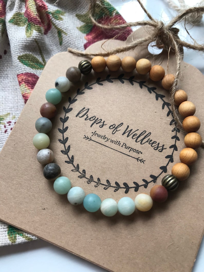 Diffuser Bracelet // Amazonite & Raw Wood// Essential Oils// The Haven image 3