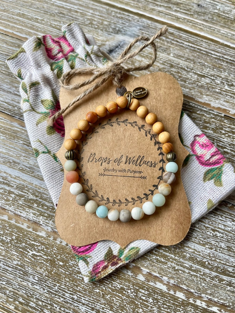 Diffuser Bracelet // Amazonite & Raw Wood// Essential Oils// The Haven image 2