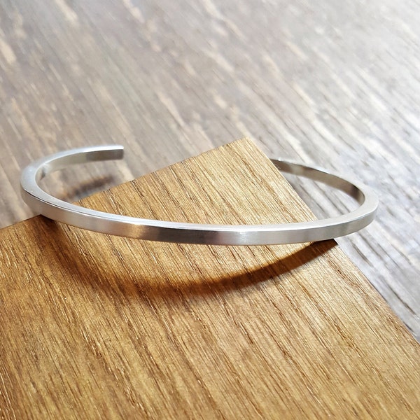 Geborsteld satijn / Sterling zilveren manchetarmband / zilveren herenarmband / zilveren herenarmband / zilveren open armband / heren zilveren manchetarmband