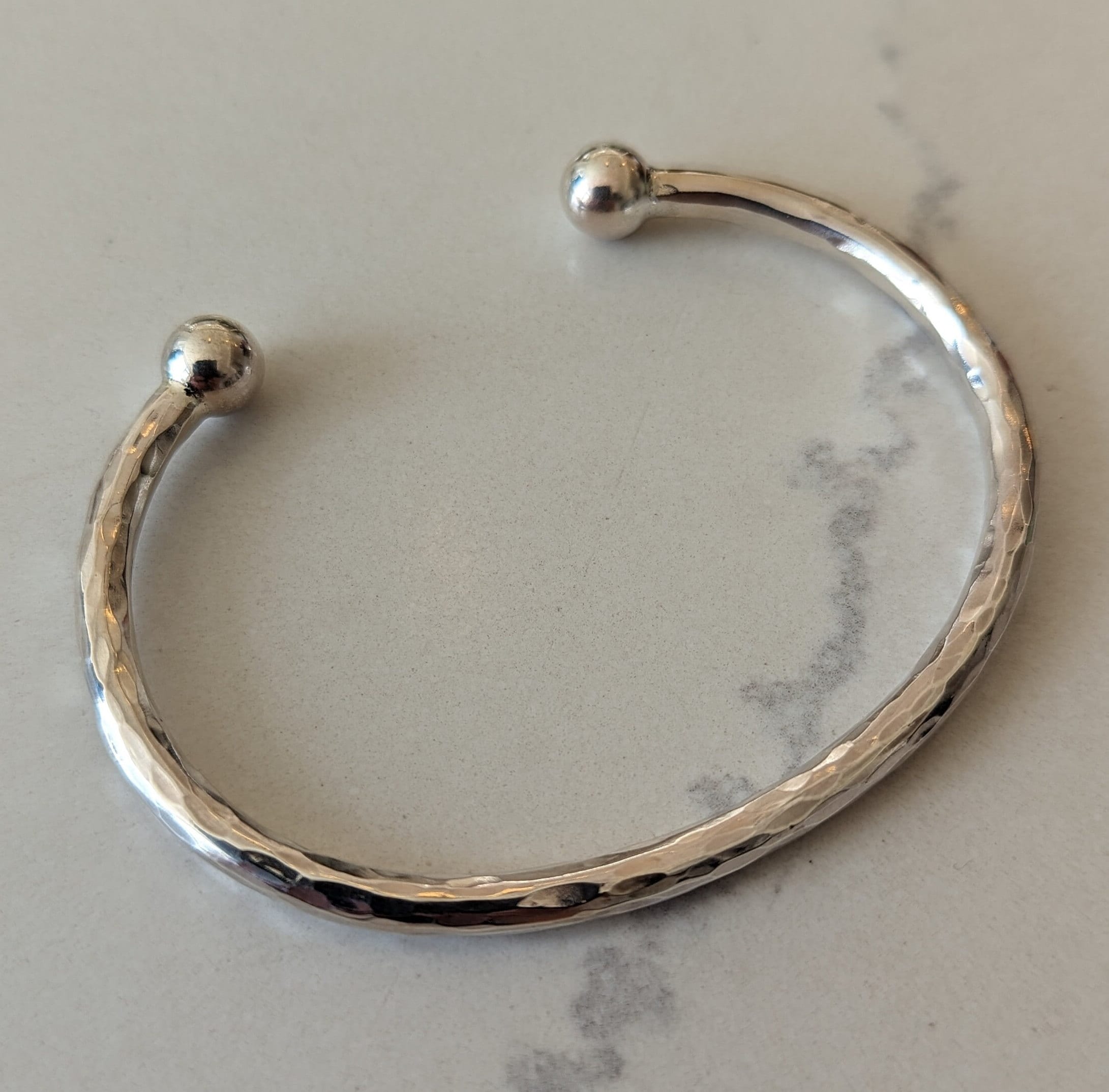 Bracelet Manchette Torque Silverly En Argent Sterling 925 - Double Boule Ouverte - Neuf Avec étiquettes