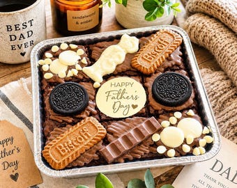 Fathers Day PRE ORDER - 7” Loaded Brownie Tray | Mixed Flavours - gift for dad - gift for him - gift for grandad - free gift note