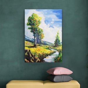 Großes Original Gemälde Bunte Wald Auf Leinwand Frühling Natürliche Landschaft Gemälde Wohnzimmer Wand Kunst Modernes Grün, Wohnkultur