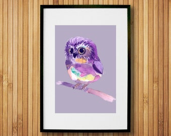 Transparent background, Little owl,Instant Download,  Owl,Watercolor painting, Owl,PNG,JPEG,Handmade,