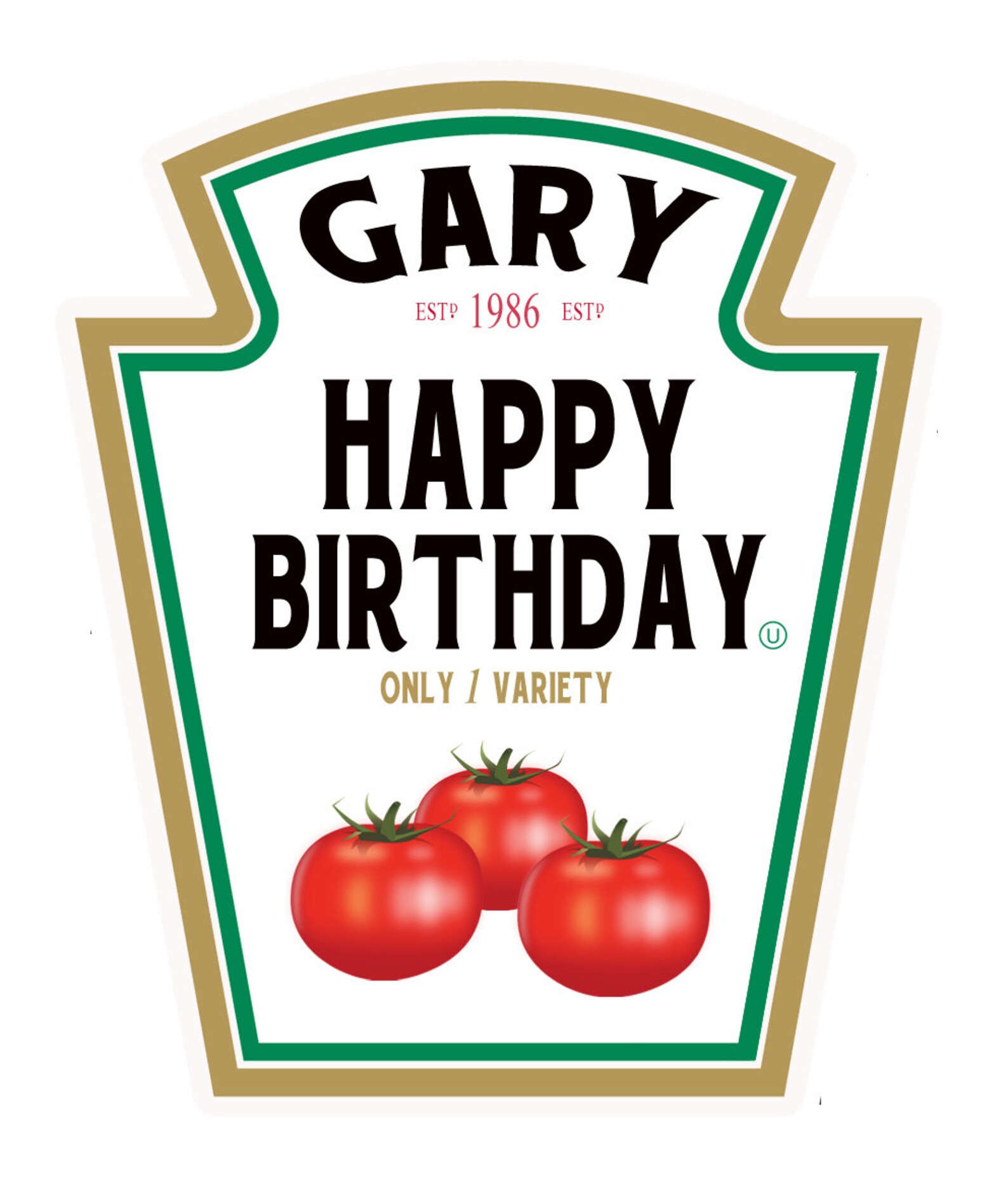Personalised Ketchup Bottle Label Birthday Valentines Any Occasion Gift