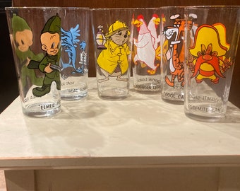 Vintage Classic Pepsi Cartoon Collector's Glasses/Tumblers