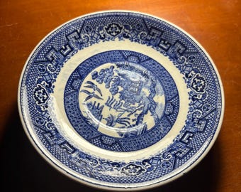 食器 RINGTONS Willow Pattern Quarter Dishes Vintage Ringtons Quarter Willow Pattern Snack Dishes and Wooden
