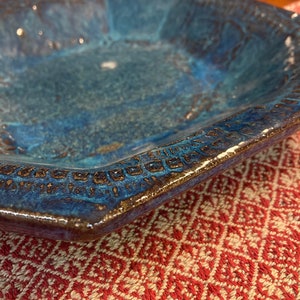 Deep Blue Octagon Ceramic Serving Dish