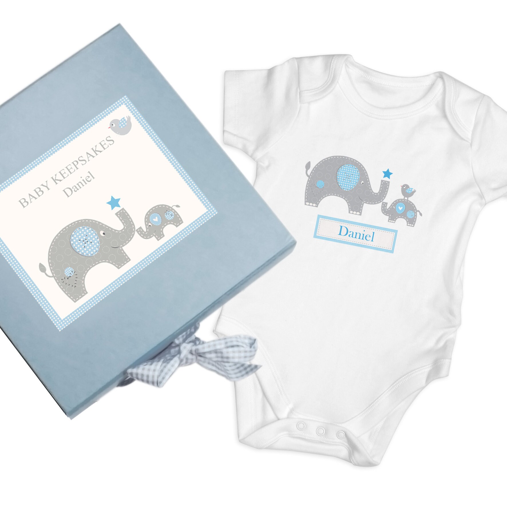 Personalised Blue Baby Elephant Gift Set Baby Vest and Gift Etsy