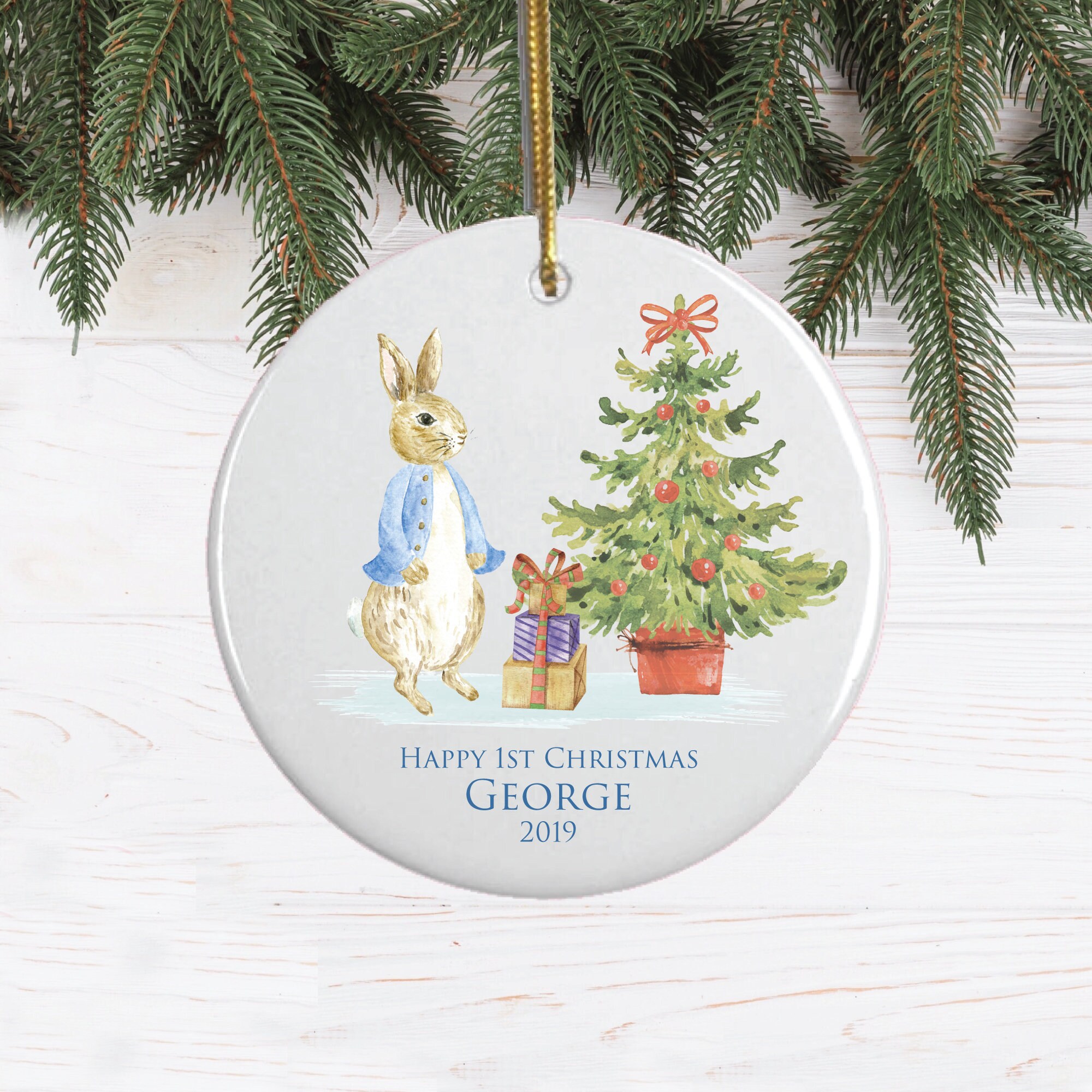 Peter Rabbit Christmas Bauble Beatrix Potter Theme Ceramic Etsy