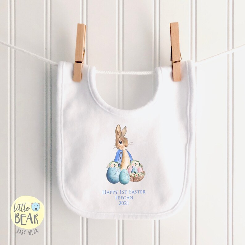 Personalised Peter Rabbit 1st Easter Baby Bib 1st Easter a perfect baby gift Easter Gift