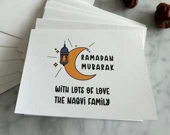 Personalized Ramadan Mubarak Card | Custom Name and Personalized Message| Eid 2024 | Crescent Moon and Star Beautiful Elegant Design Gifts