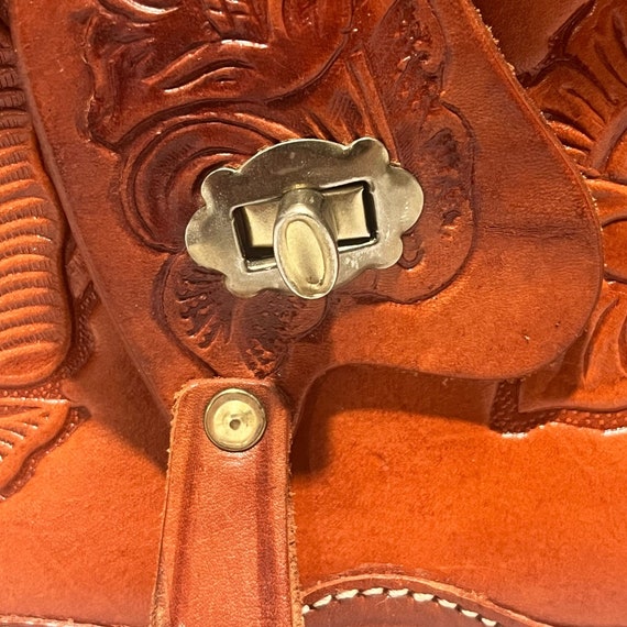 Hand Tooled Leather Cross Body/Should Bag/Saddle … - image 5