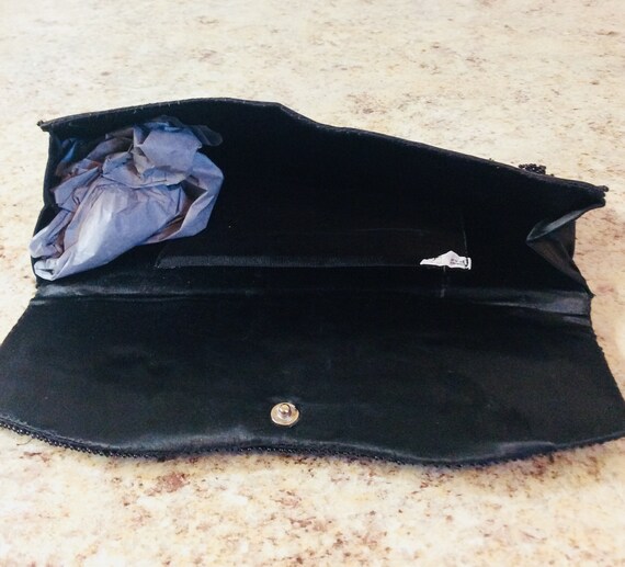 Purse, Vintage beaded clutch, black envelope bag - image 3