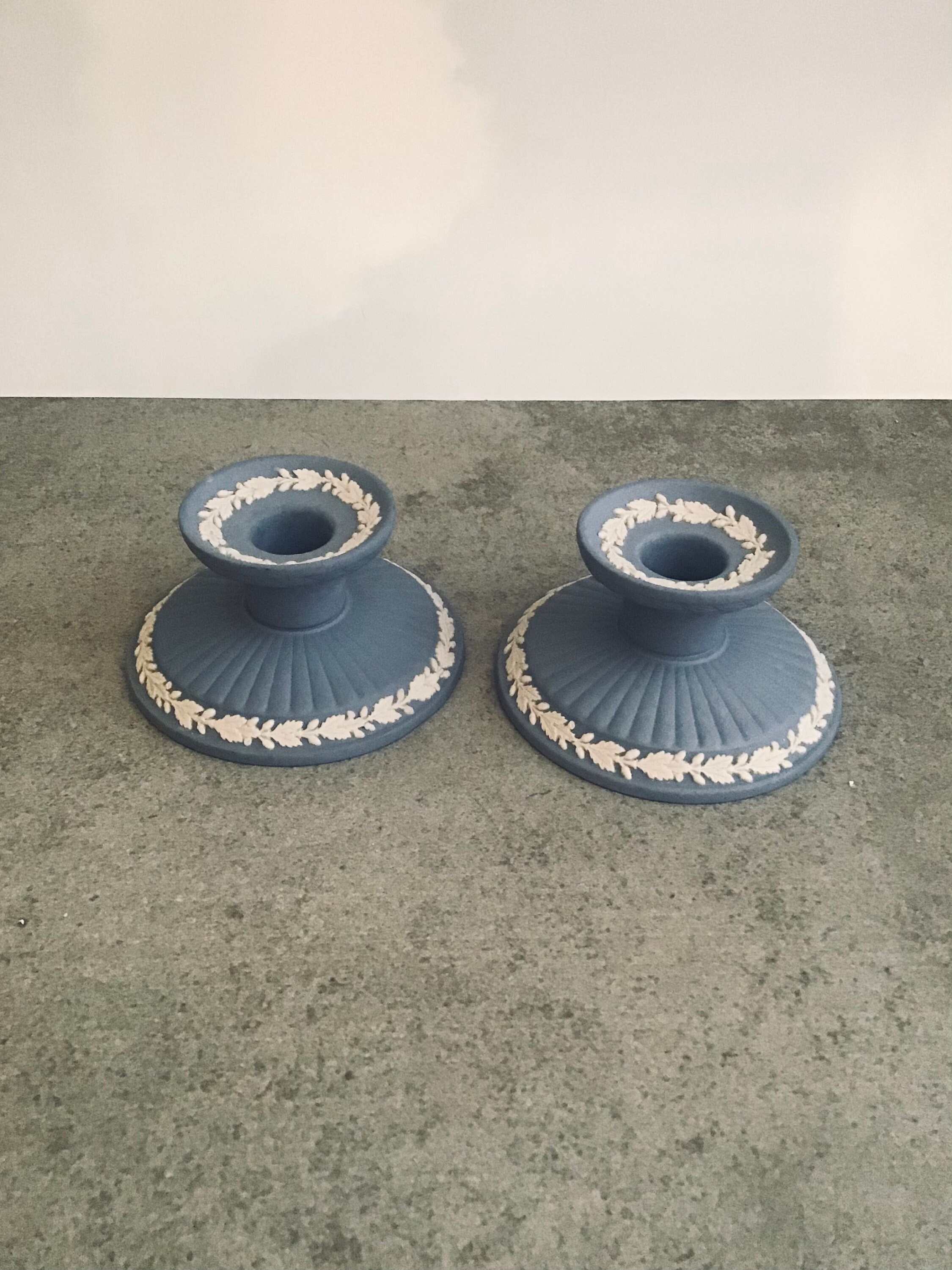 Candle holders wedgewood jasper ware blue Etsy