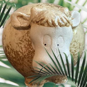 Fun Vintage Glazed Pottery Fat Cow Farm Decor Figure