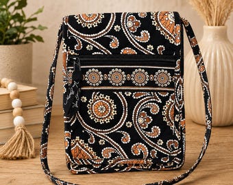 Vera Bradley Crossbody Bag - Brown and Orange Paisley Quilted Shoulder Purse
